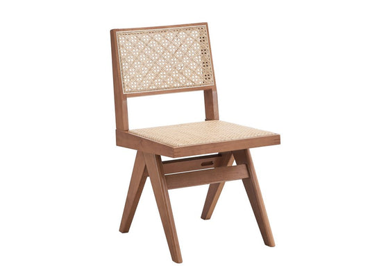 Set of Two Natural Rattan Open Back Dining Side Chairs