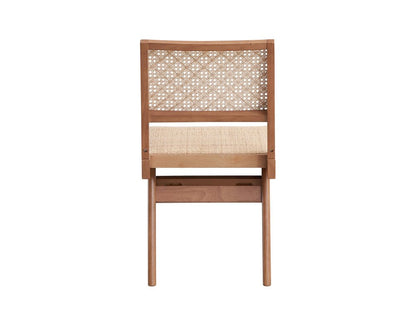 Set of Two Natural Solid Wood and Rattan Open Back Dining Side Chairs HomeRoots