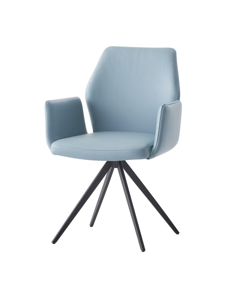 Light Blue and Black Upholstered Leather Dining Side Chair HomeRoots