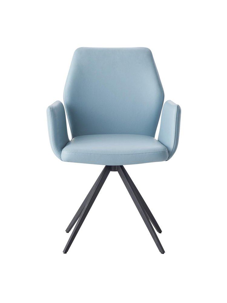 Light Blue and Black Upholstered Leather Dining Side Chair HomeRoots