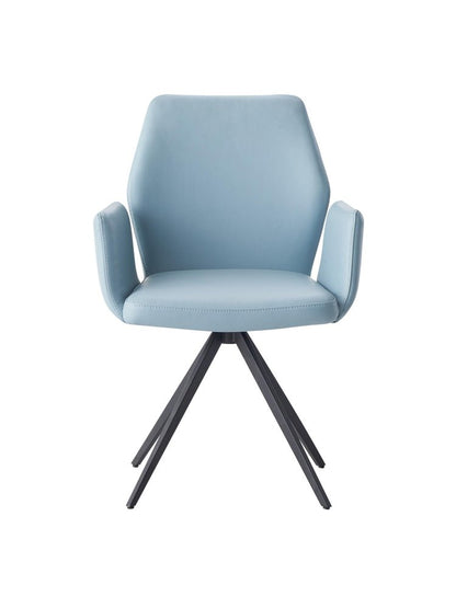 Light Blue and Black Upholstered Leather Dining Side Chair HomeRoots