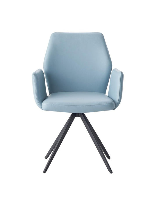 Light Blue and Black Upholstered Leather Dining Side Chair HomeRoots