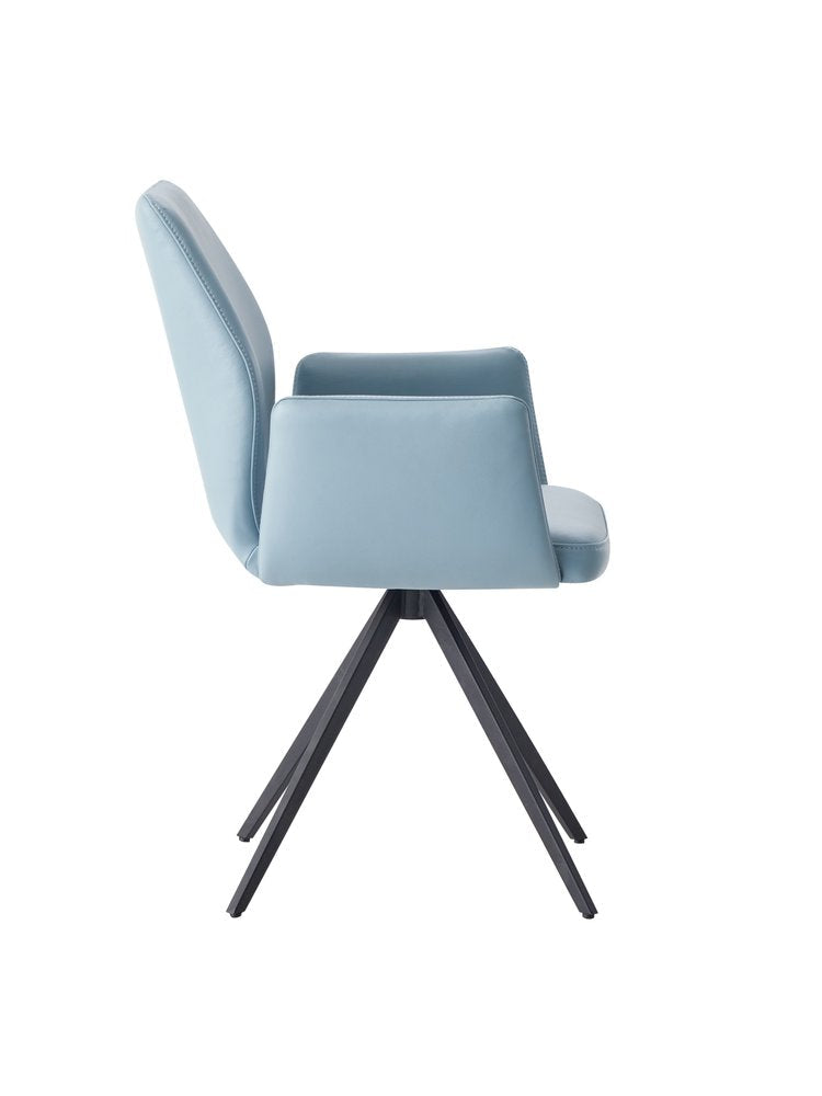 Light Blue and Black Upholstered Leather Dining Side Chair HomeRoots
