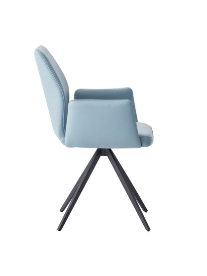 Light Blue and Black Upholstered Leather Dining Side Chair HomeRoots