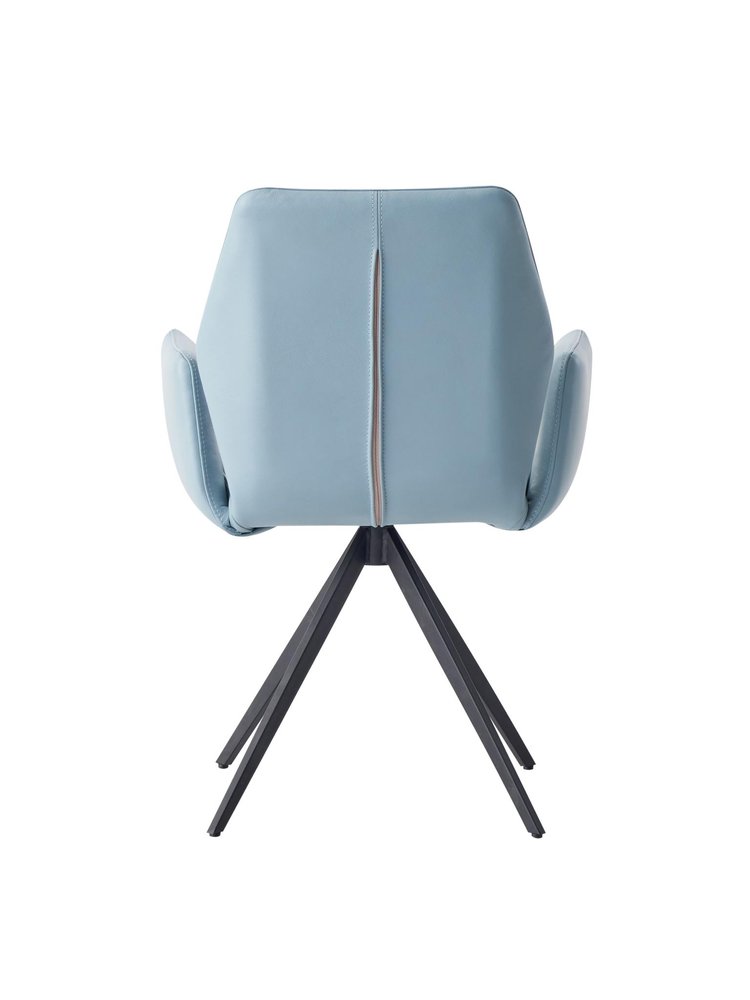 Light Blue and Black Upholstered Leather Dining Side Chair HomeRoots