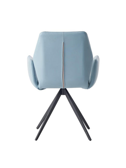 Light Blue and Black Upholstered Leather Dining Side Chair HomeRoots