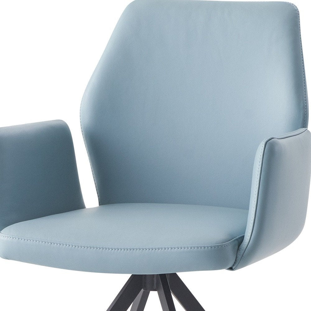 Light Blue and Black Upholstered Leather Dining Side Chair HomeRoots