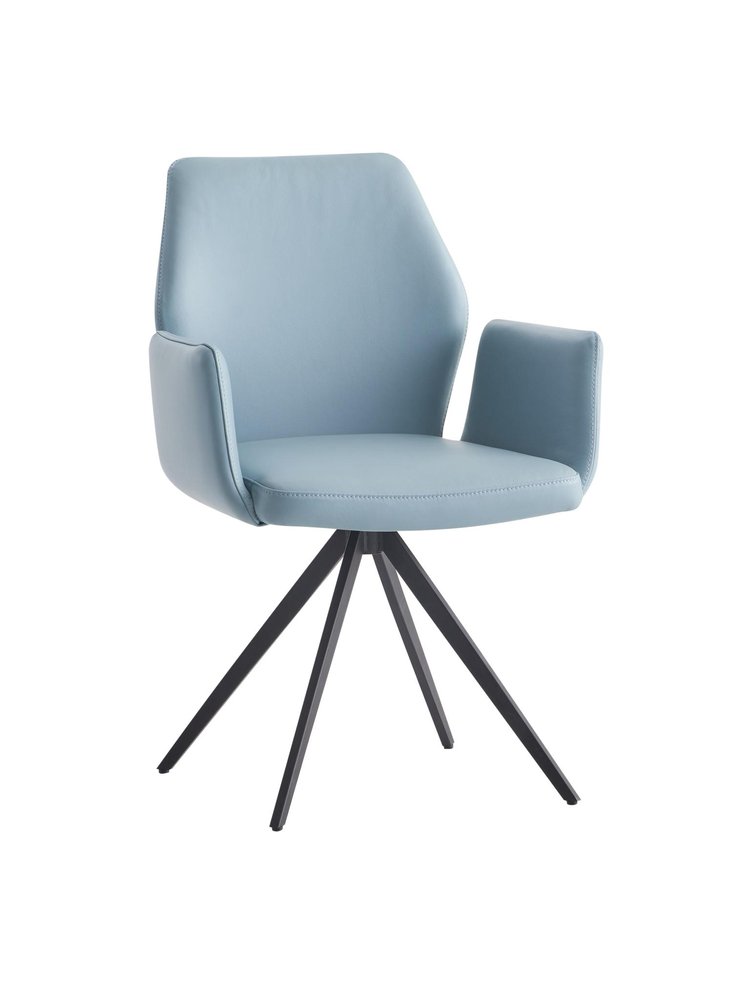 Light Blue and Black Upholstered Leather Dining Side Chair HomeRoots