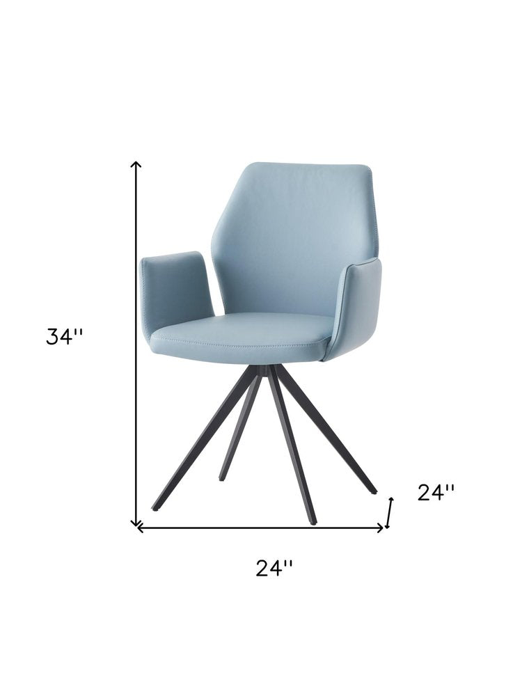 Light Blue and Black Upholstered Leather Dining Side Chair HomeRoots