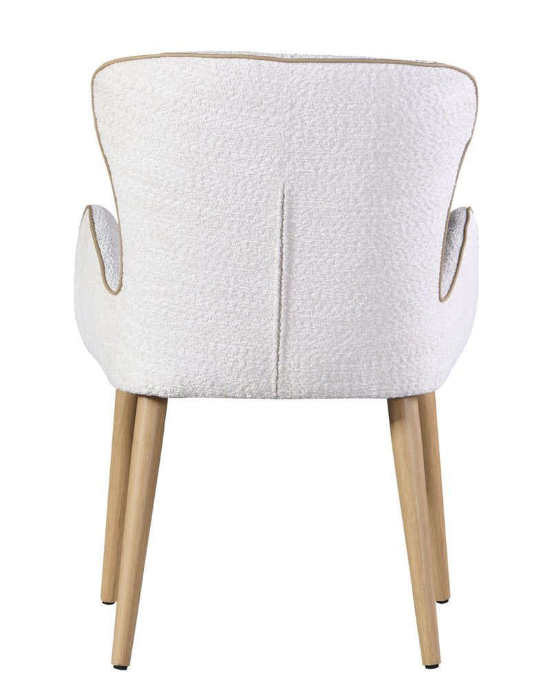 Set of Two Beige and Oak Fabric Dining Side Chairs HomeRoots