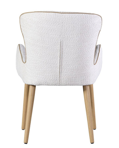 Set of Two Beige and Oak Fabric Dining Side Chairs HomeRoots