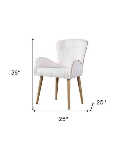 Set of Two Beige and Oak Fabric Dining Side Chairs HomeRoots