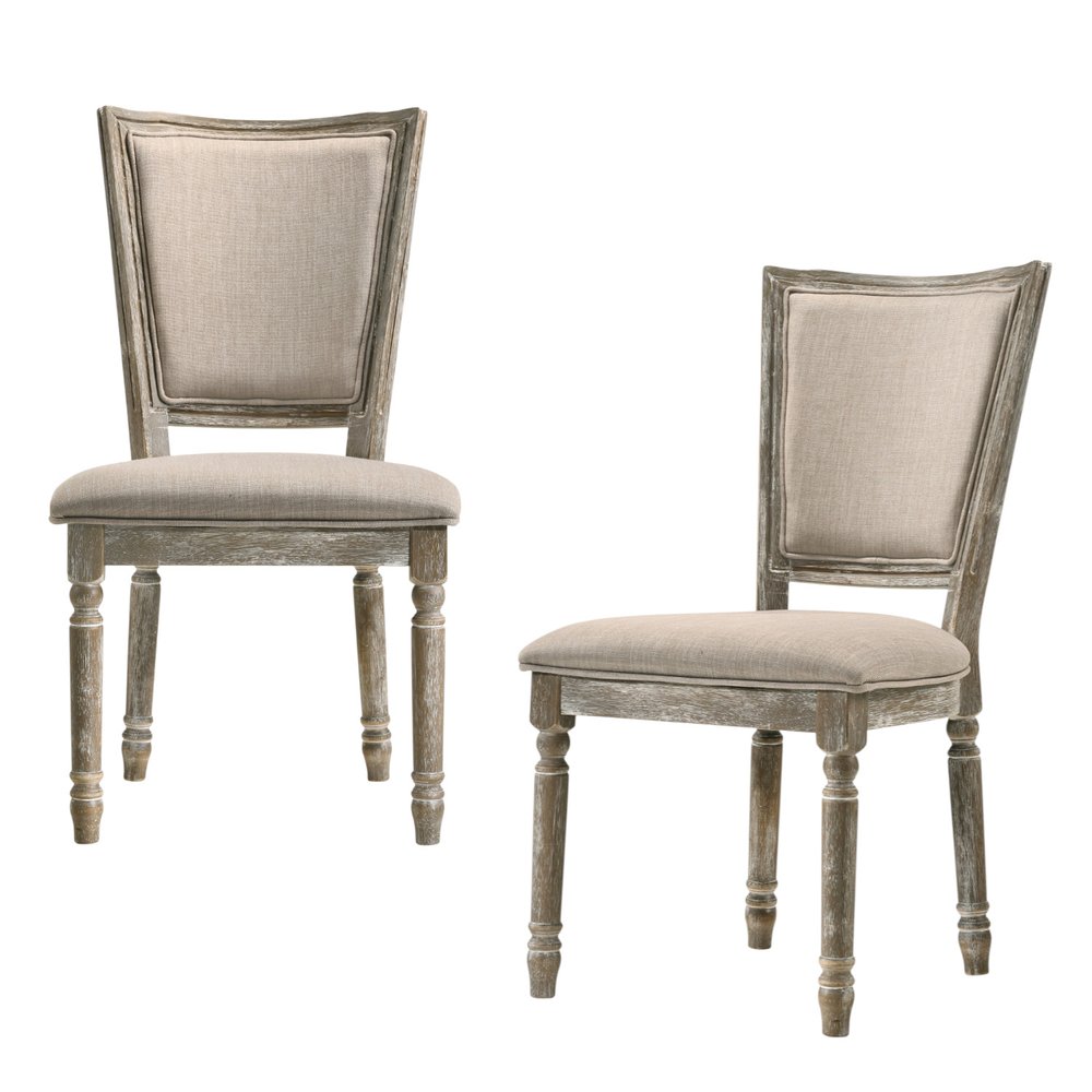 Set of Two Gray Upholstered Fabric And Solid Wood Dining Side Chairs HomeRoots
