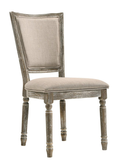 Set of Two Gray Upholstered Fabric And Solid Wood Dining Side Chairs HomeRoots