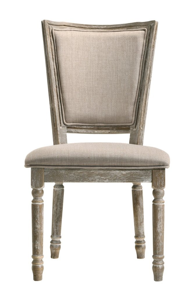Set of Two Gray Upholstered Fabric And Solid Wood Dining Side Chairs HomeRoots