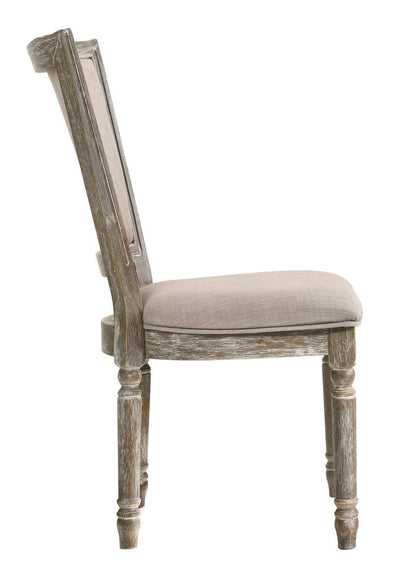 Set of Two Gray Upholstered Fabric And Solid Wood Dining Side Chairs HomeRoots