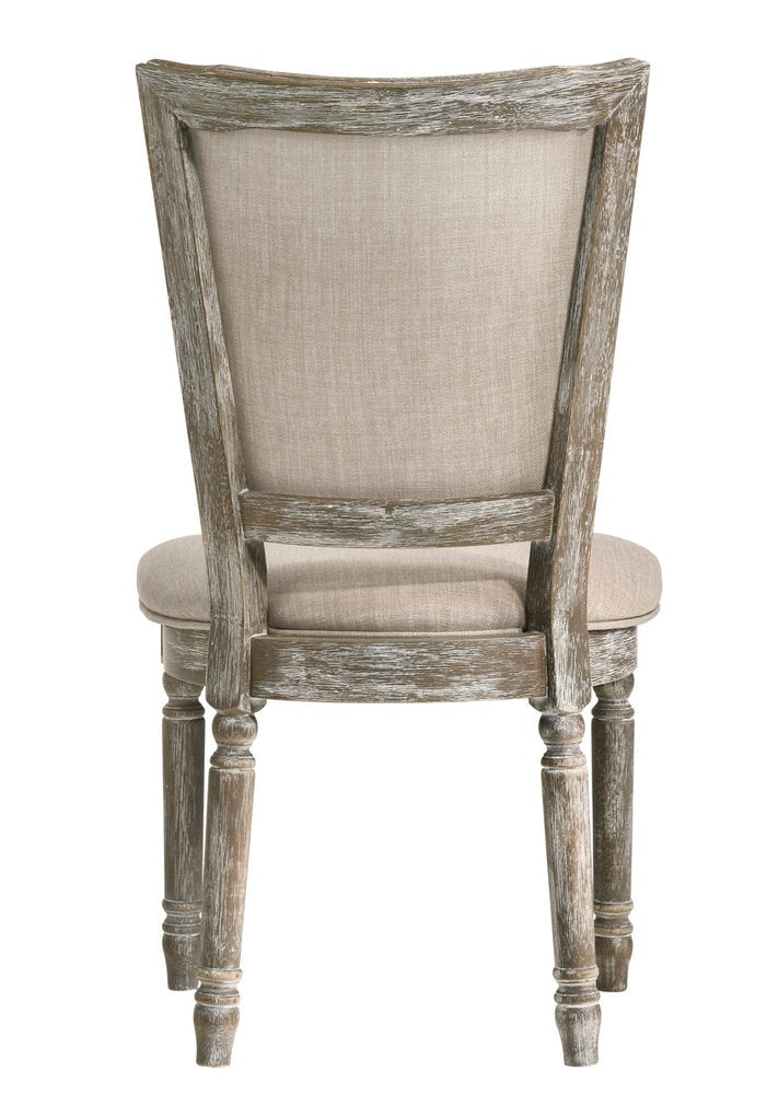 Set of Two Gray Upholstered Fabric And Solid Wood Dining Side Chairs HomeRoots