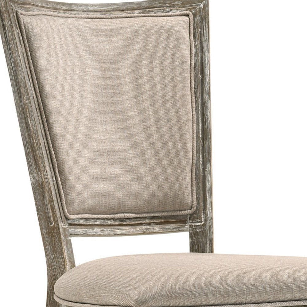 Set of Two Gray Upholstered Fabric And Solid Wood Dining Side Chairs HomeRoots