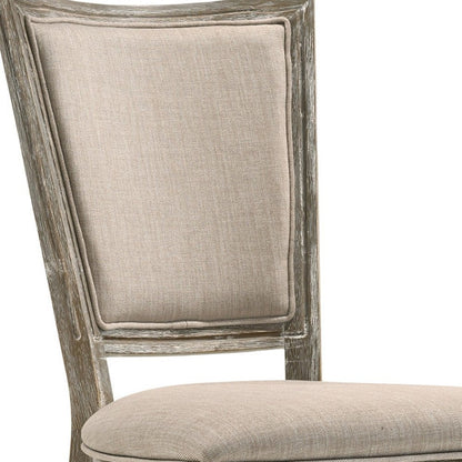 Set of Two Gray Upholstered Fabric And Solid Wood Dining Side Chairs HomeRoots