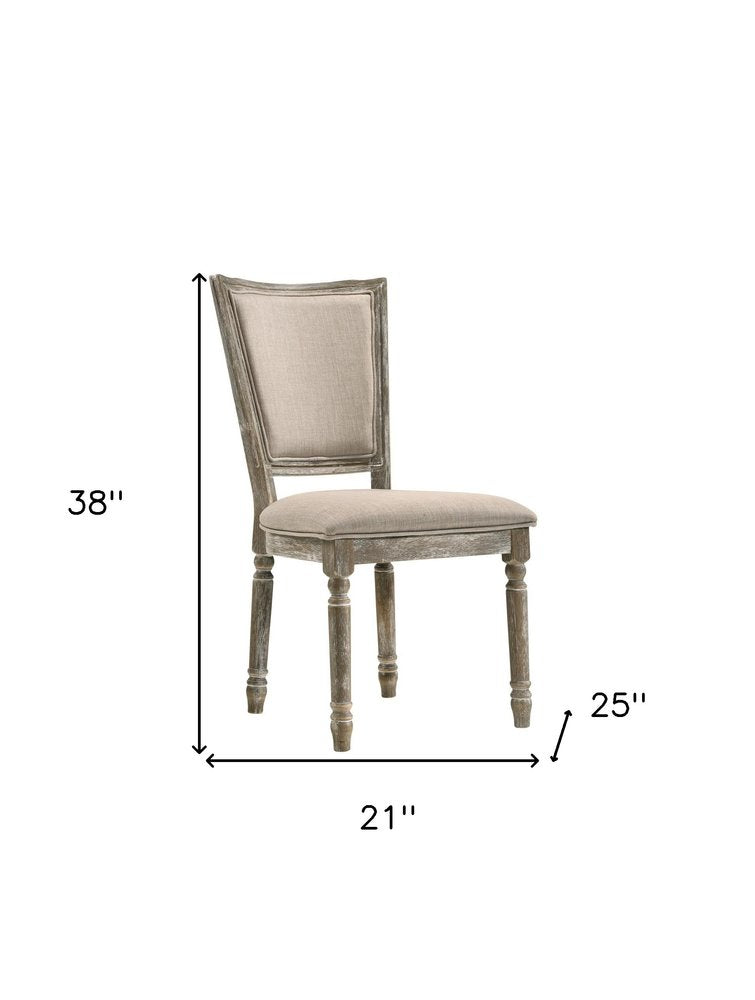 Set of Two Gray Upholstered Fabric And Solid Wood Dining Side Chairs HomeRoots