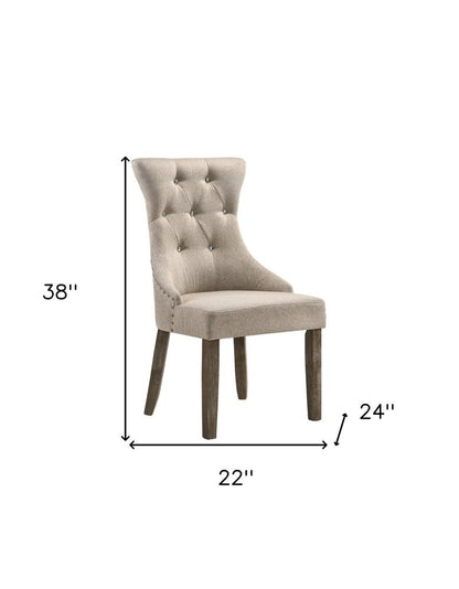 Set of Two Gray Tufted Fabric Dining Side Chairs HomeRoots