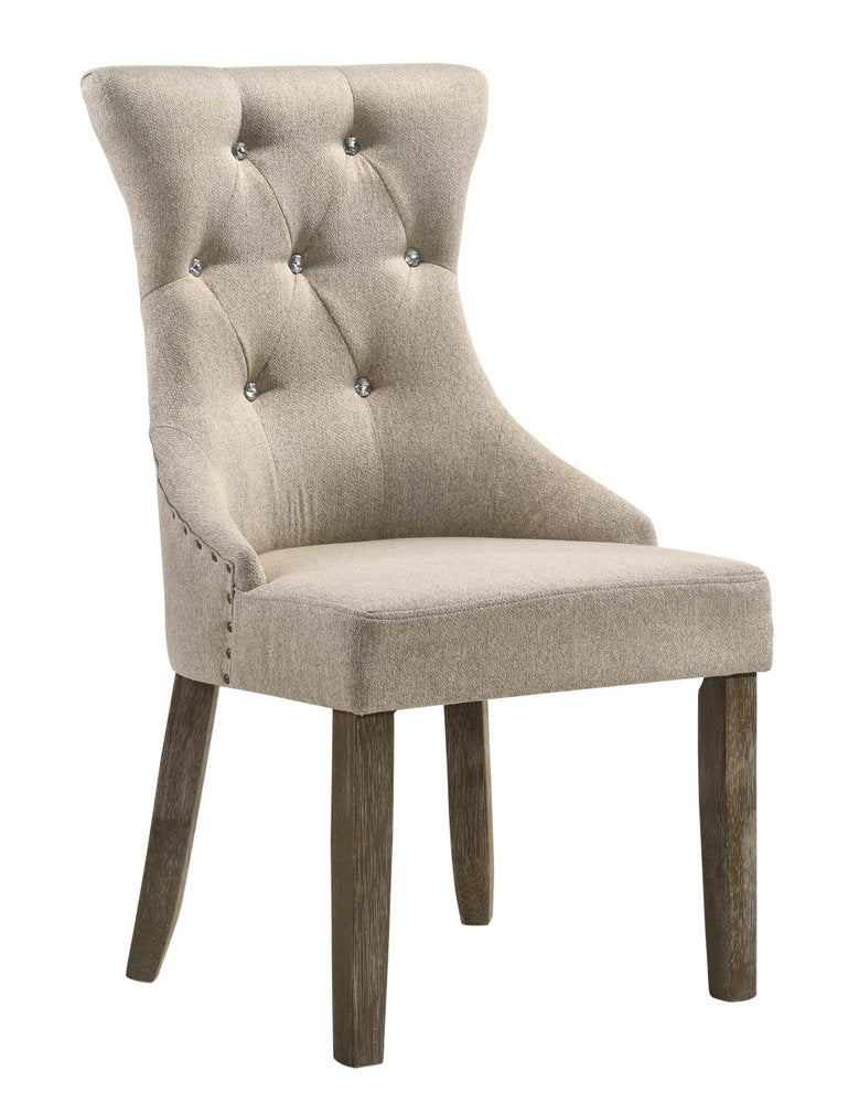 Set of Two Gray Tufted Fabric Dining Side Chairs HomeRoots