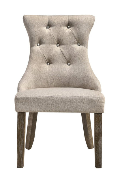 Set of Two Gray Tufted Fabric Dining Side Chairs HomeRoots