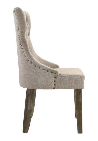 Set of Two Gray Tufted Fabric Dining Side Chairs HomeRoots