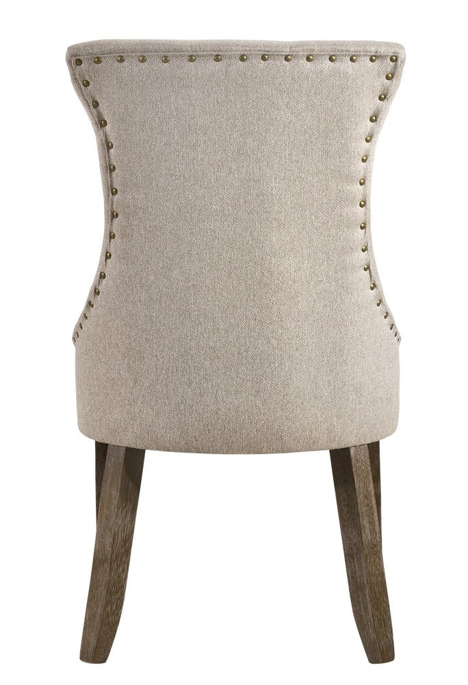 Set of Two Gray Tufted Fabric Dining Side Chairs HomeRoots
