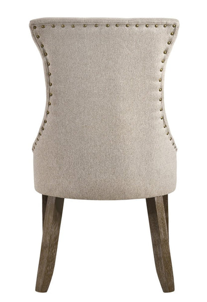 Set of Two Gray Tufted Fabric Dining Side Chairs HomeRoots