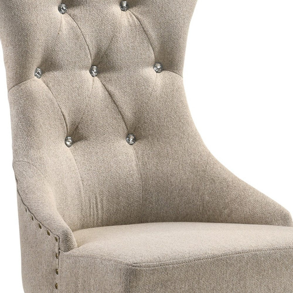 Set of Two Gray Tufted Fabric Dining Side Chairs HomeRoots