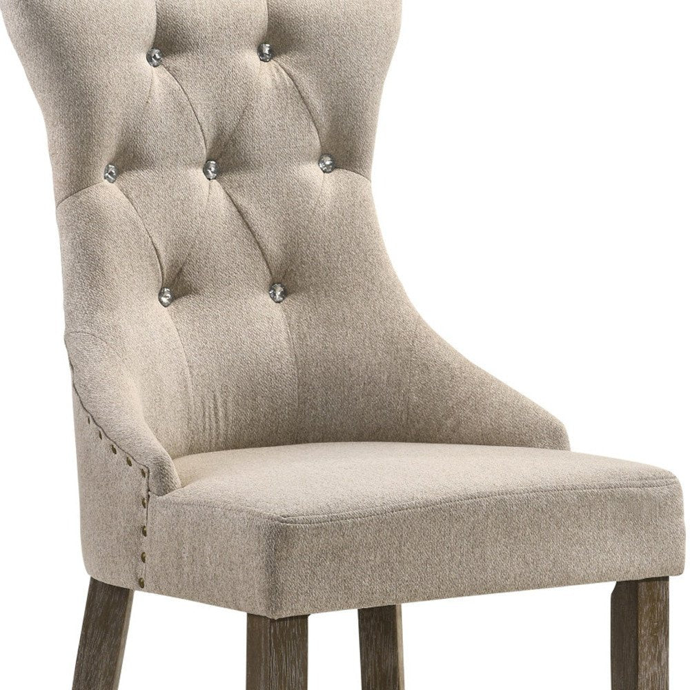 Set of Two Gray Tufted Fabric Dining Side Chairs HomeRoots
