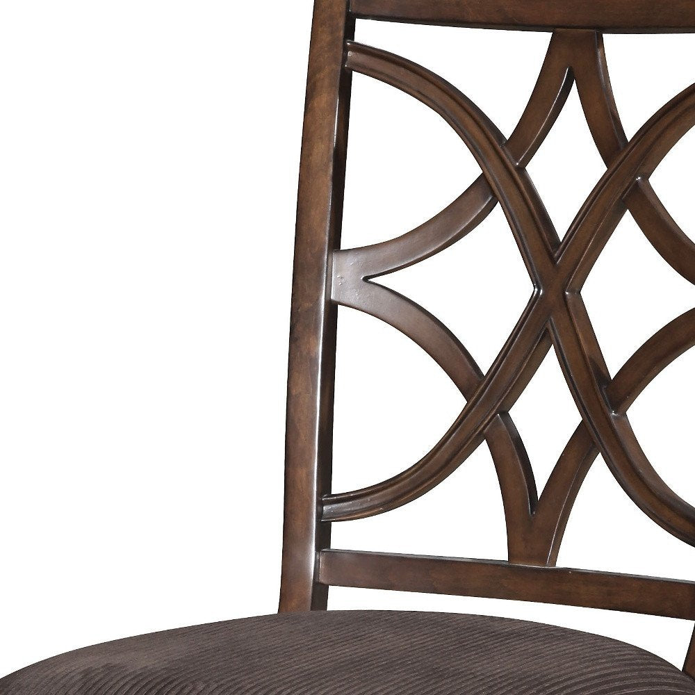 Set of Two Brown and Dark Brown Upholstered Microfiber Dining Side Chairs HomeRoots