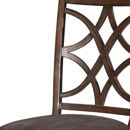 Set of Two Brown and Dark Brown Upholstered Microfiber Dining Side Chairs HomeRoots