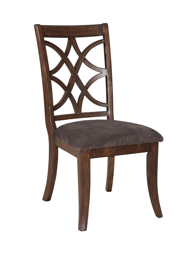 Set of Two Brown and Dark Brown Upholstered Microfiber Dining Side Chairs HomeRoots