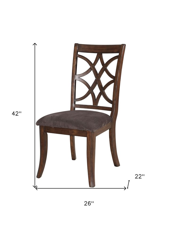 Set of Two Brown and Dark Brown Upholstered Microfiber Dining Side Chairs HomeRoots