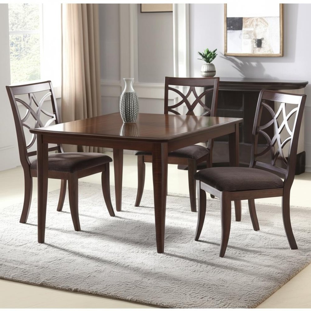 Set of Two Brown and Dark Brown Upholstered Microfiber Dining Side Chairs HomeRoots