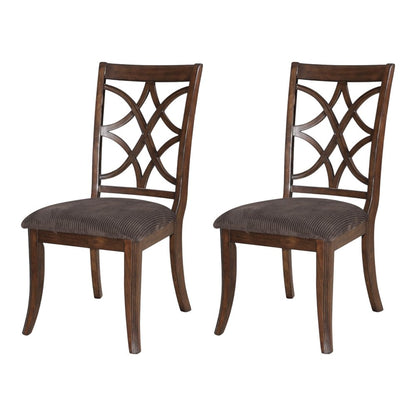Set of Two Brown and Dark Brown Upholstered Microfiber Dining Side Chairs HomeRoots