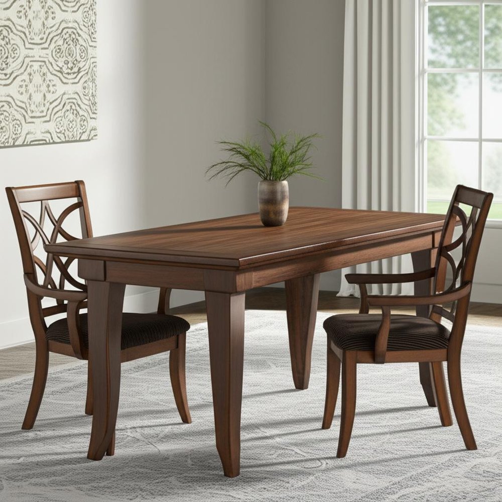 Set of Two Brown Upholstered Microfiber And Solid Wood Open Back Dining Arm Chairs — view 6