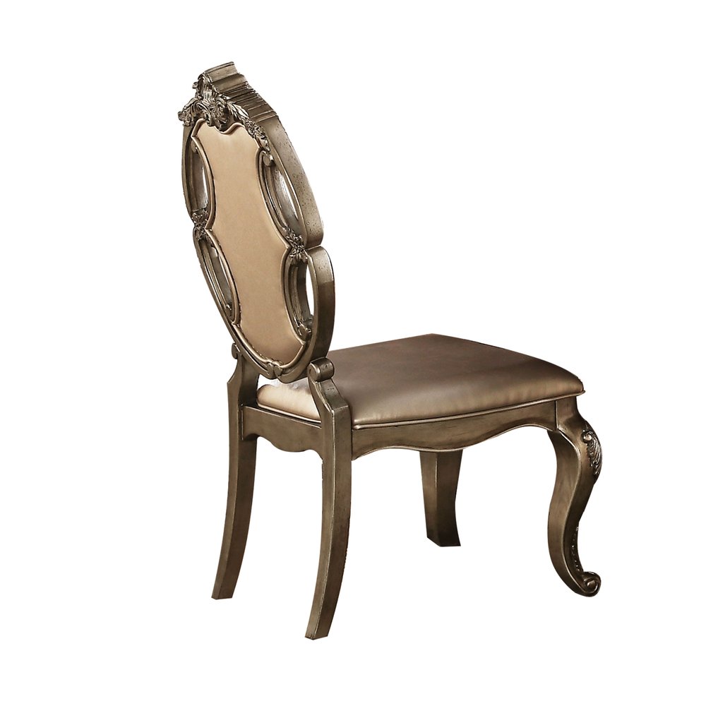 Set of Two Tufted Oak Upholstered Faux Leather And Solid Wood Dining Side Chairs HomeRoots