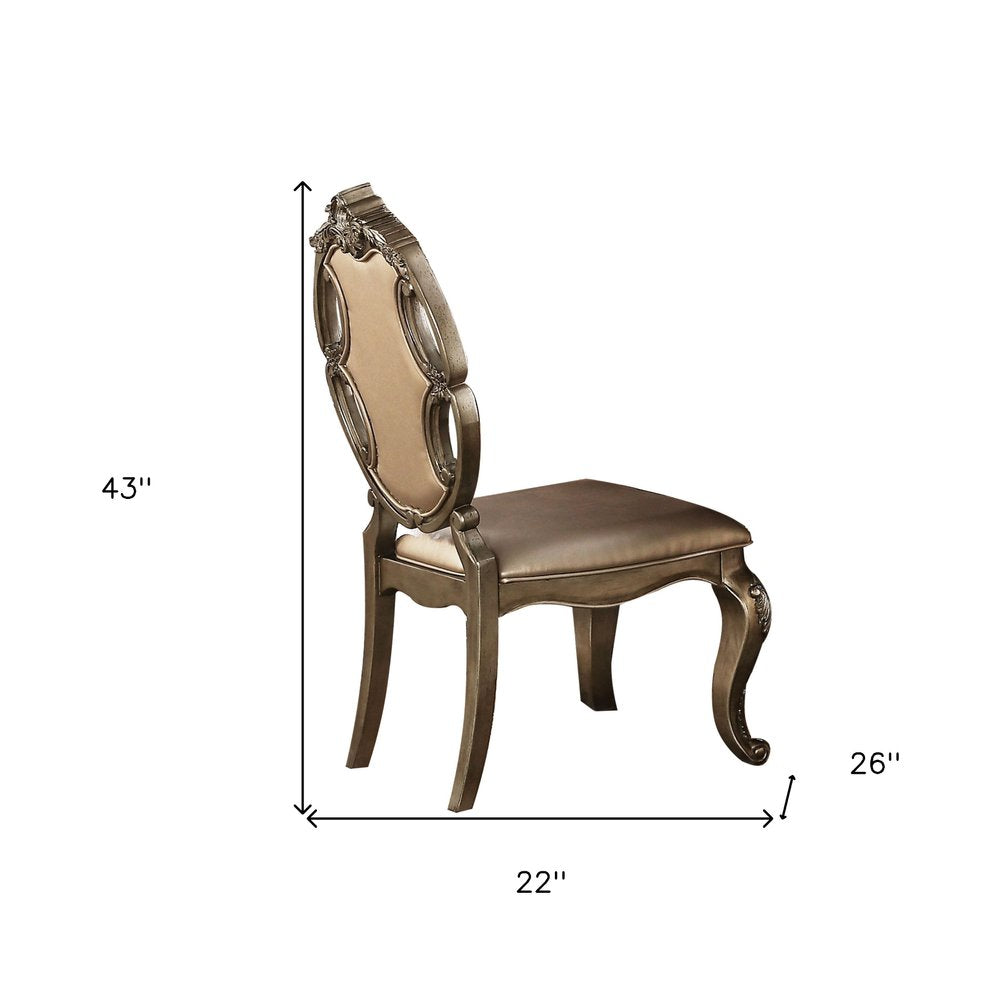 Set of Two Tufted Oak Upholstered Faux Leather And Solid Wood Dining Side Chairs HomeRoots