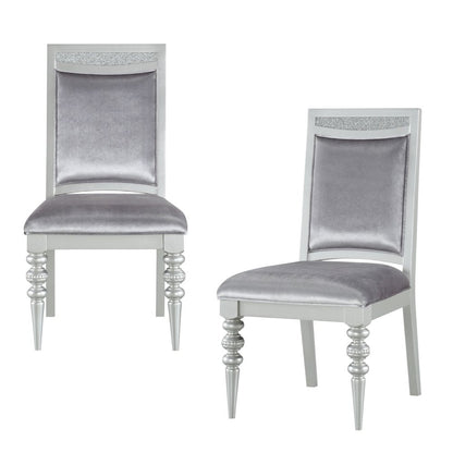 Set of Two Platinum Fabric Dining Side Chairs HomeRoots