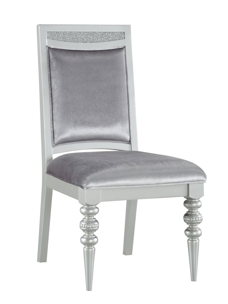 Set of Two Platinum Fabric Dining Side Chairs HomeRoots