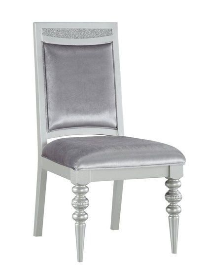 Set of Two Platinum Fabric Dining Side Chairs HomeRoots