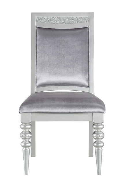 Set of Two Platinum Fabric Dining Side Chairs HomeRoots