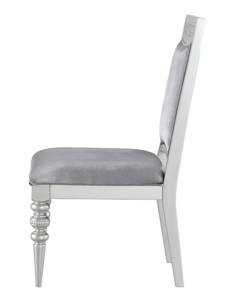 Set of Two Platinum Fabric Dining Side Chairs HomeRoots