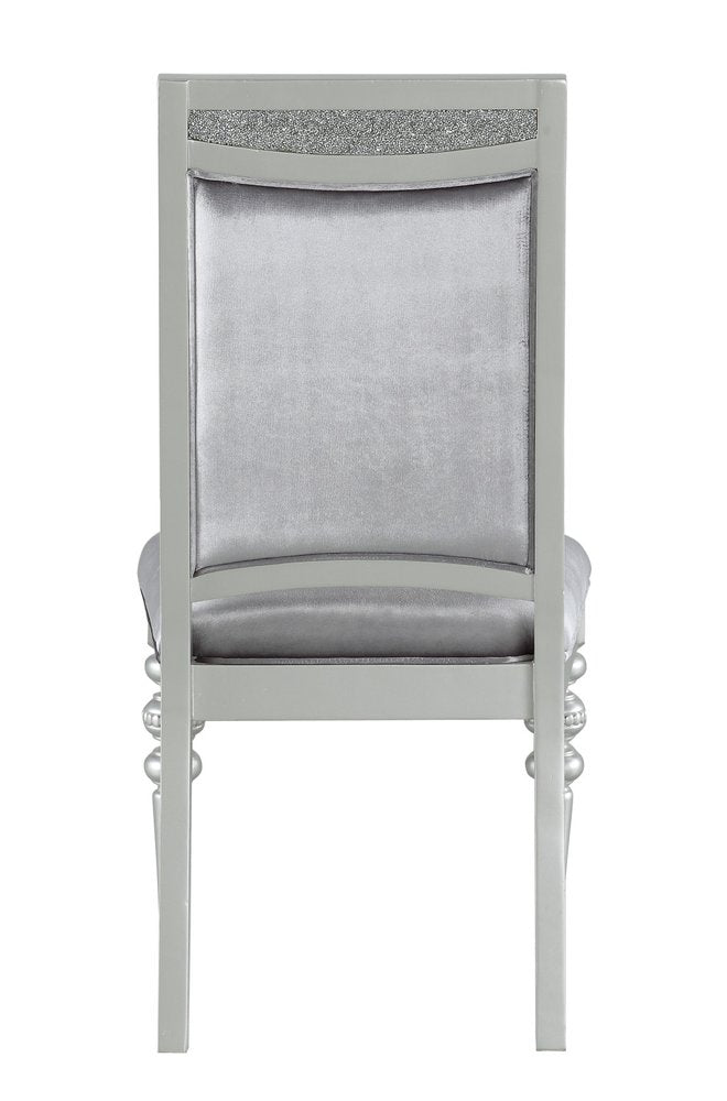 Set of Two Platinum Fabric Dining Side Chairs HomeRoots