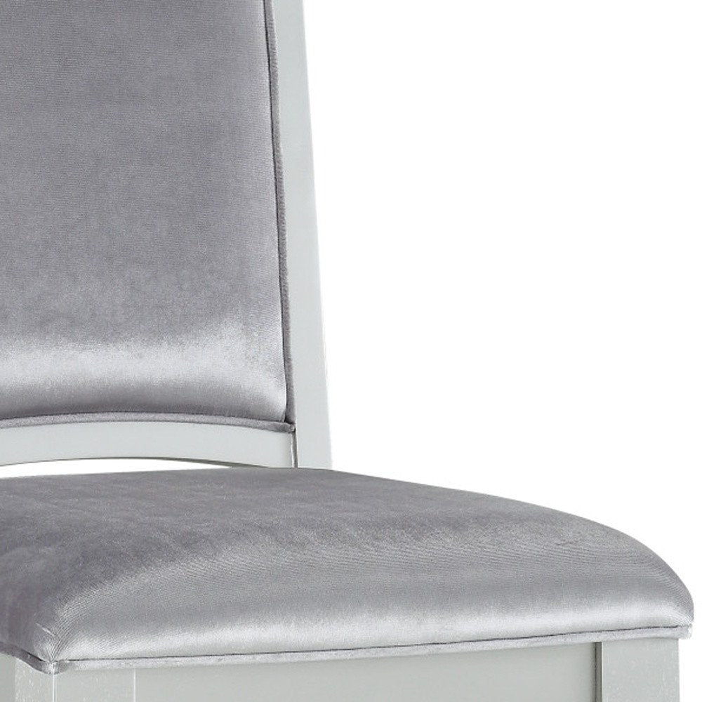 Set of Two Platinum Fabric Dining Side Chairs HomeRoots