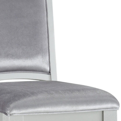 Set of Two Platinum Fabric Dining Side Chairs HomeRoots