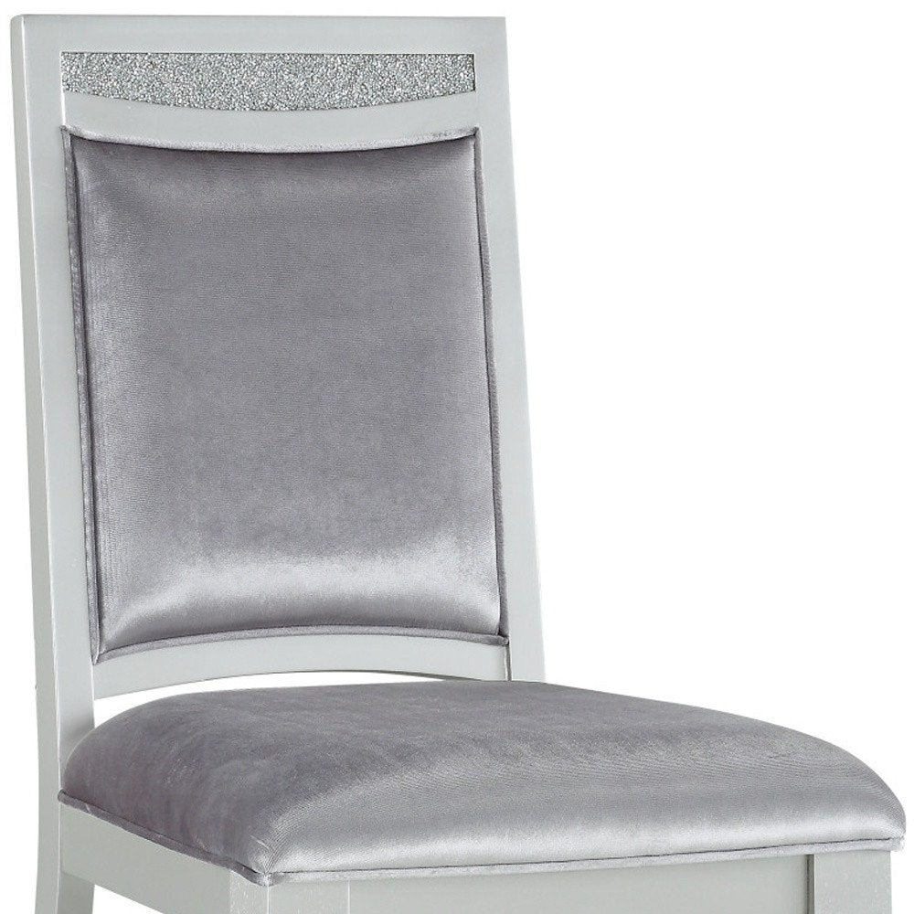 Set of Two Platinum Fabric Dining Side Chairs HomeRoots